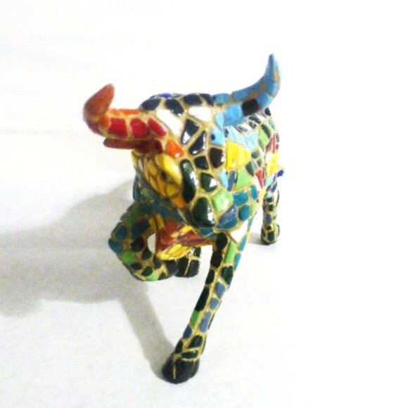 Unique MOSIAC TILE Bull Multi Color RIDING BULL Collection Bull RIDING DERBY - Picture 4 of 5